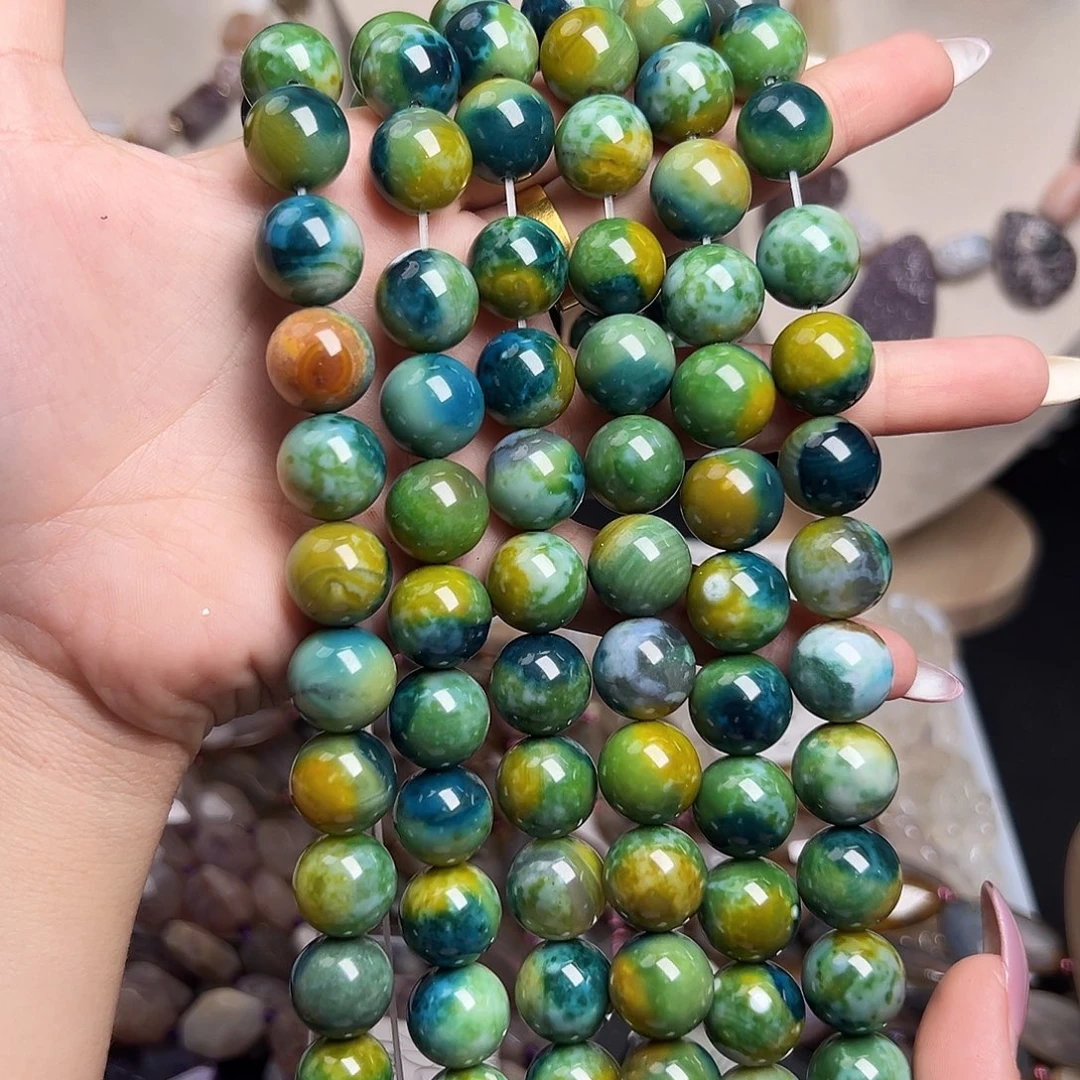 玛瑙/玉髓合金珠宝半成品w712 14m 双拼玛瑙一条