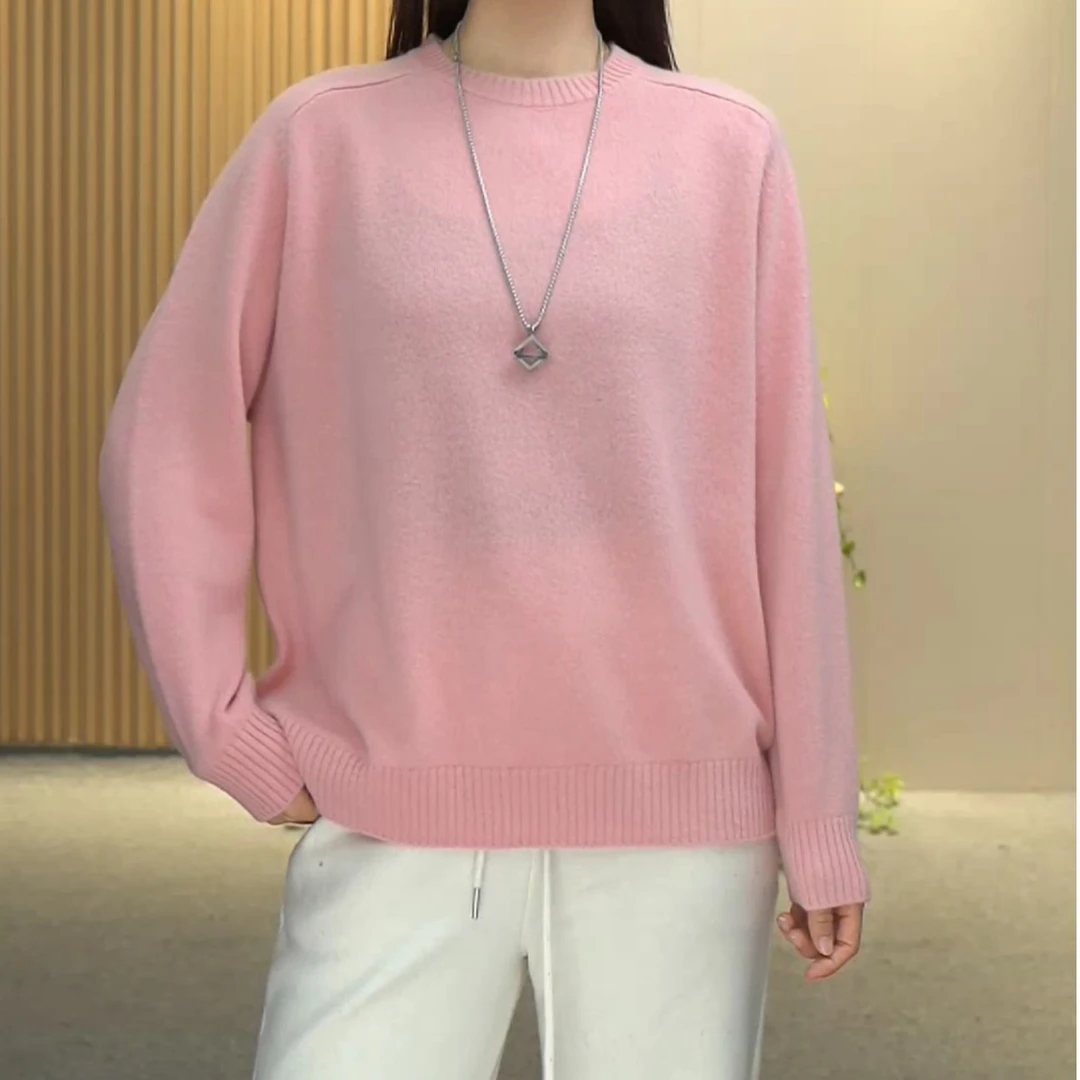 【USU】冬季新款保暖圆领马鞍肩套头毛衣宽松显瘦百搭针织羊毛衫