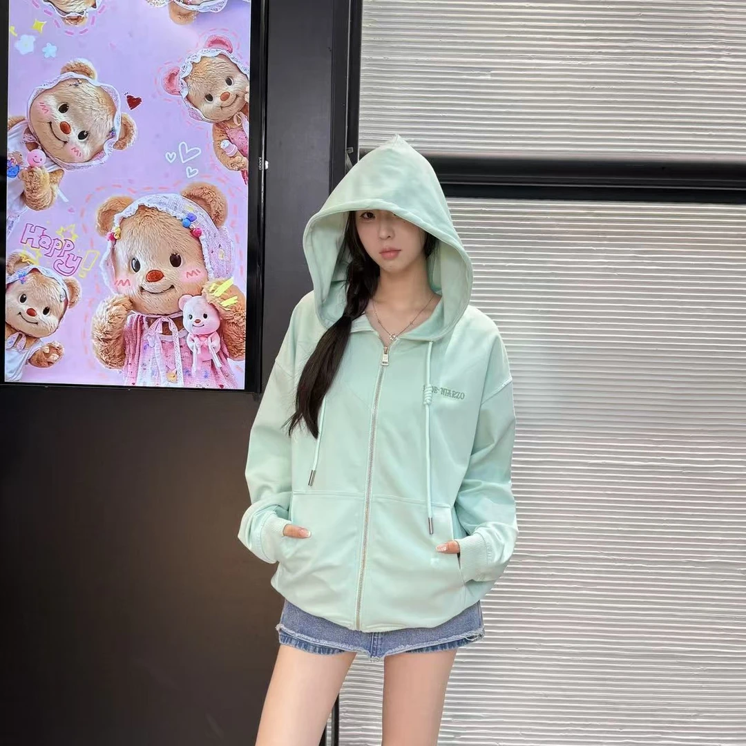 【阳春白雪】男女同款早秋新款拉链帽衫外套Cleanfit休闲卫衣（147）