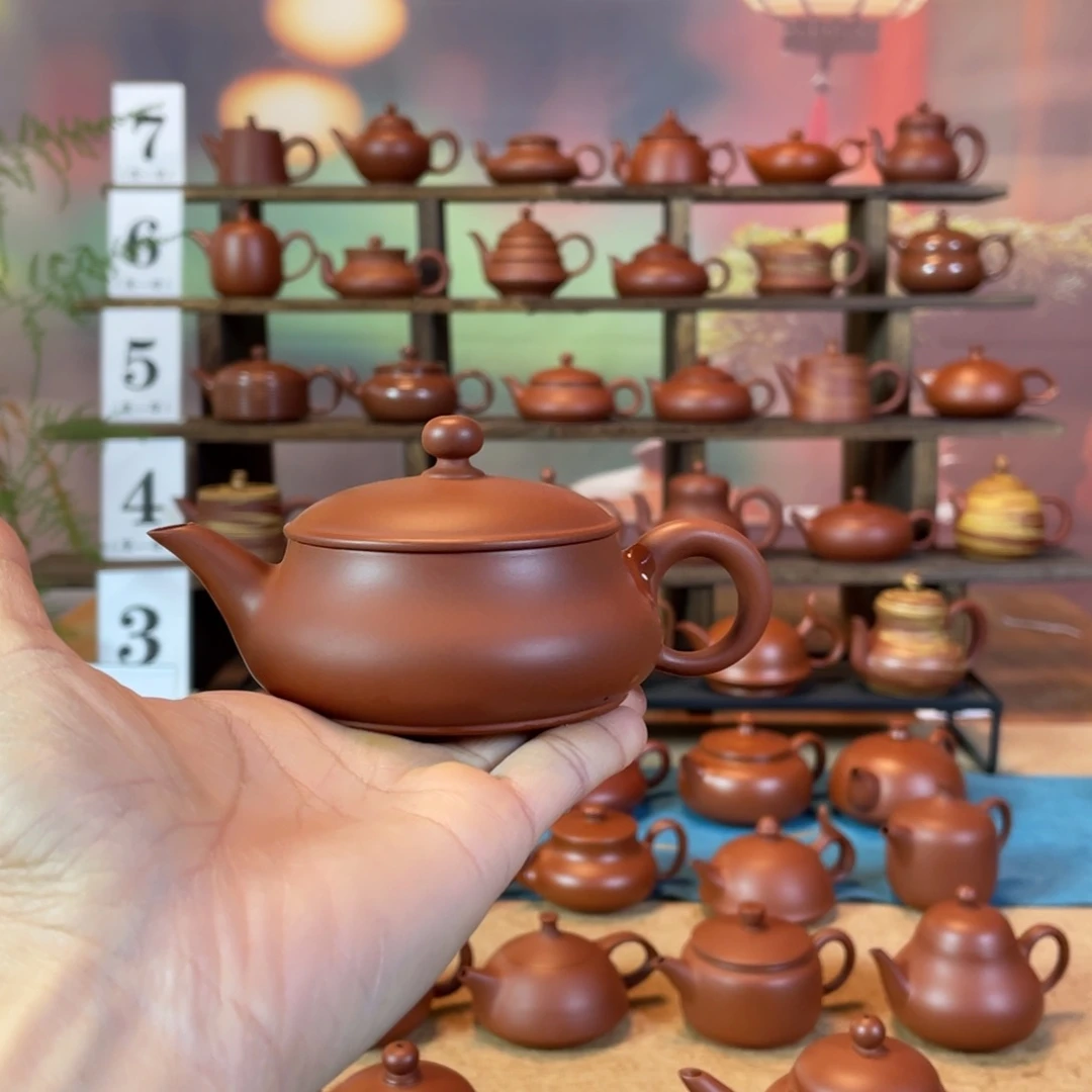 茶壶紫砂匪*潮州手工手拉朱泥明炉壶