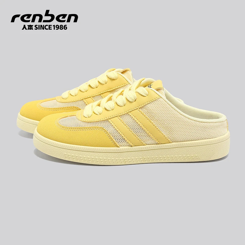 人本官方旗舰店夏季半拖法式小众单鞋ins风潮流厚底透气韩版学生