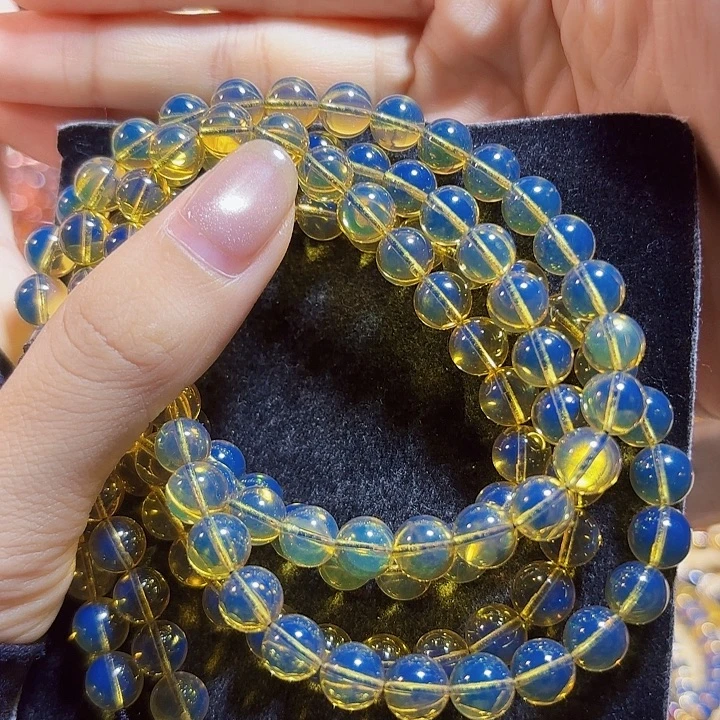 蓝珀未镶嵌珠宝奇石墨西哥蓝珀佛珠7