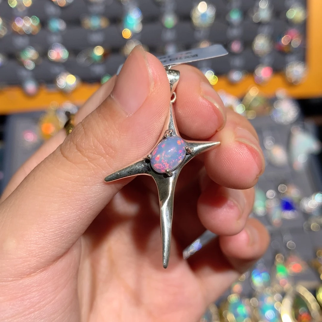 银S925镶嵌欧泊欧泊吊坠y