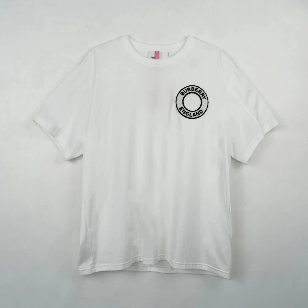 95新 BURBERRY/博柏利 Logo徽标装饰短袖T恤 白色短袖 S码 B10011