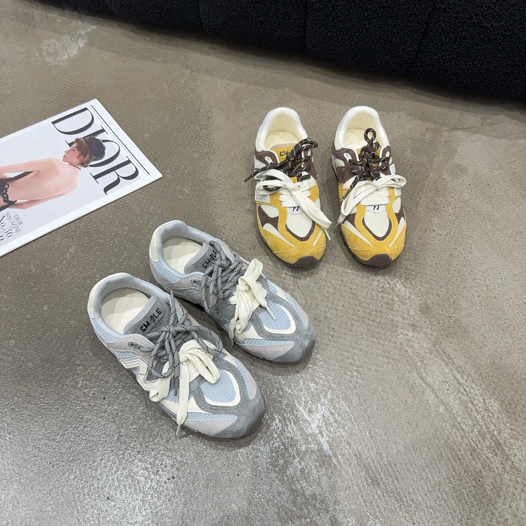 05-926 春季新品女真皮系带平底内增高德训百搭休闲鞋软底板鞋潮