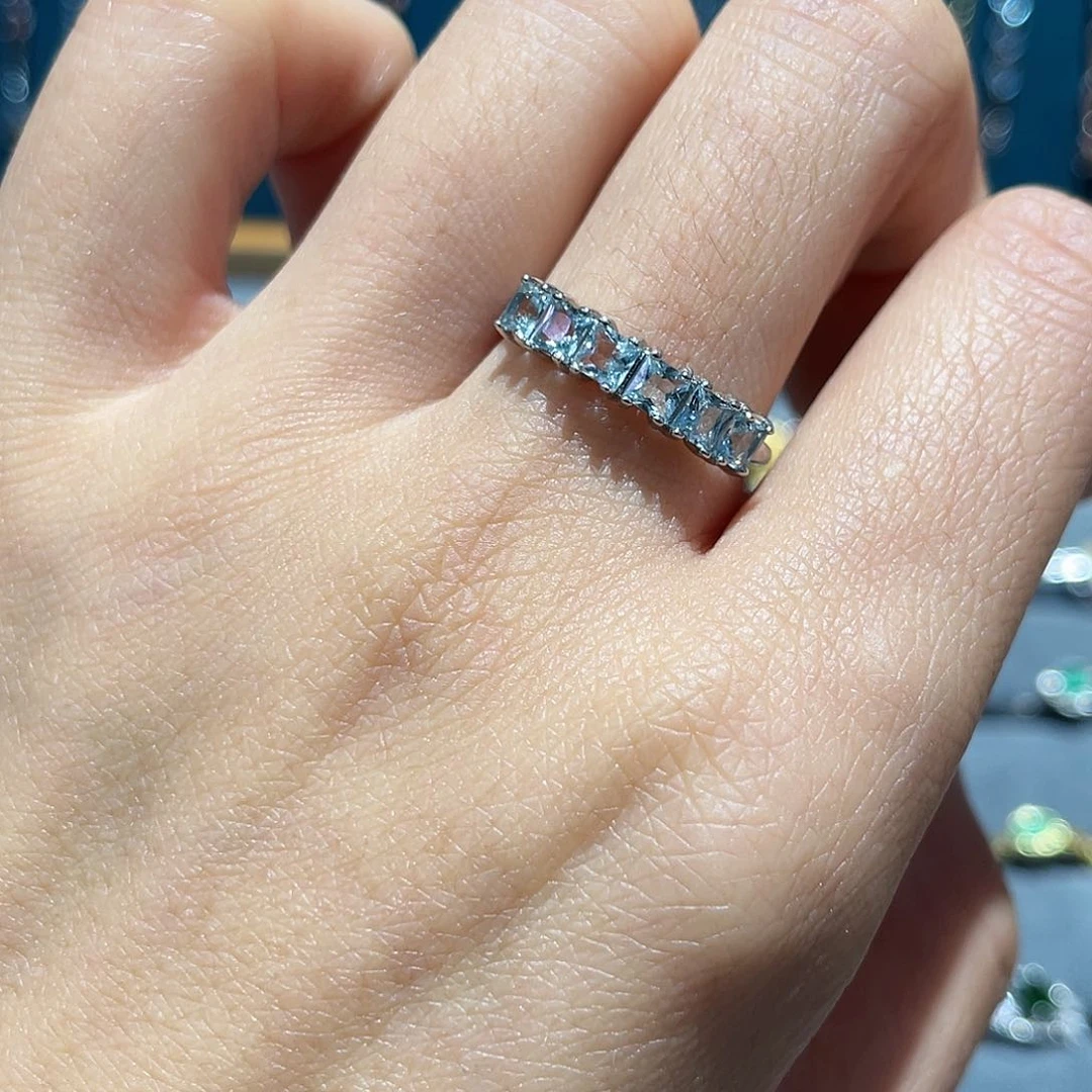 海蓝宝石戒圈银S925镶嵌