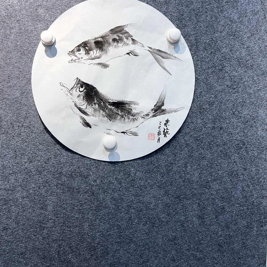 国画知鱼之乐纯手绘画
