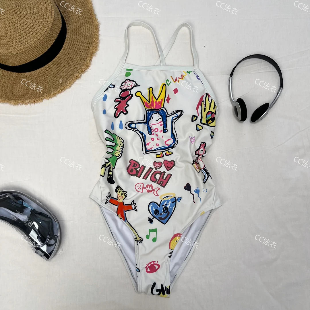 可爱皇冠连泳衣女2025新款露背遮肚显瘦度假游泳馆泡温泉泳装