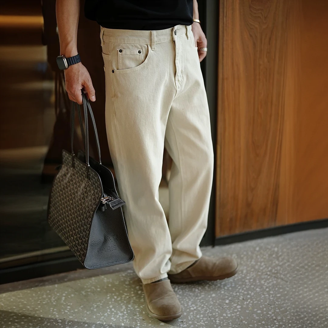 简约高级工装牛仔裤春季潮流夏季新款宽松直筒休闲裤男士日系复古