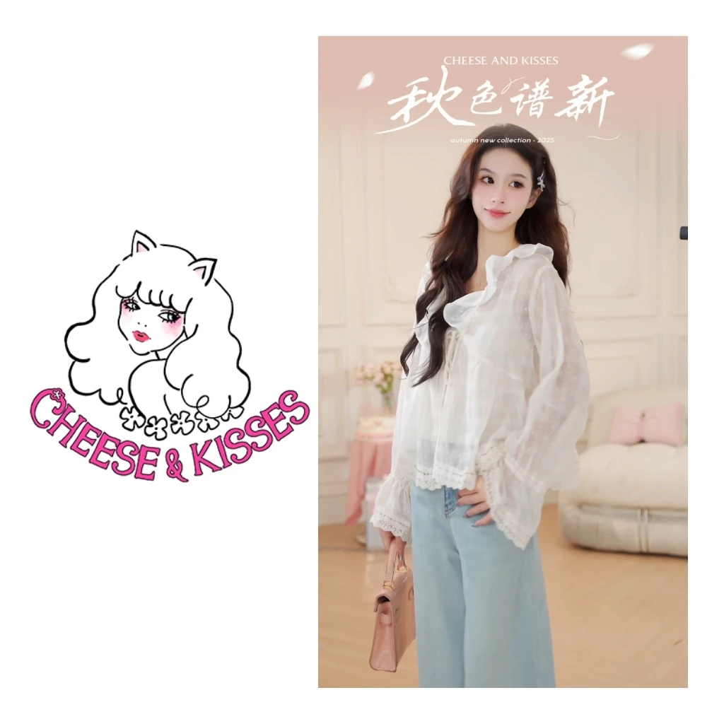 CHERI.Z法式波点蕾丝衫女气质显瘦长袖上衣C25D02434C