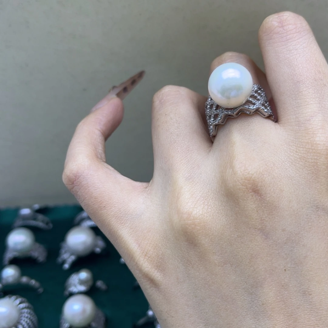 戒指淡水珍珠银S925镶嵌