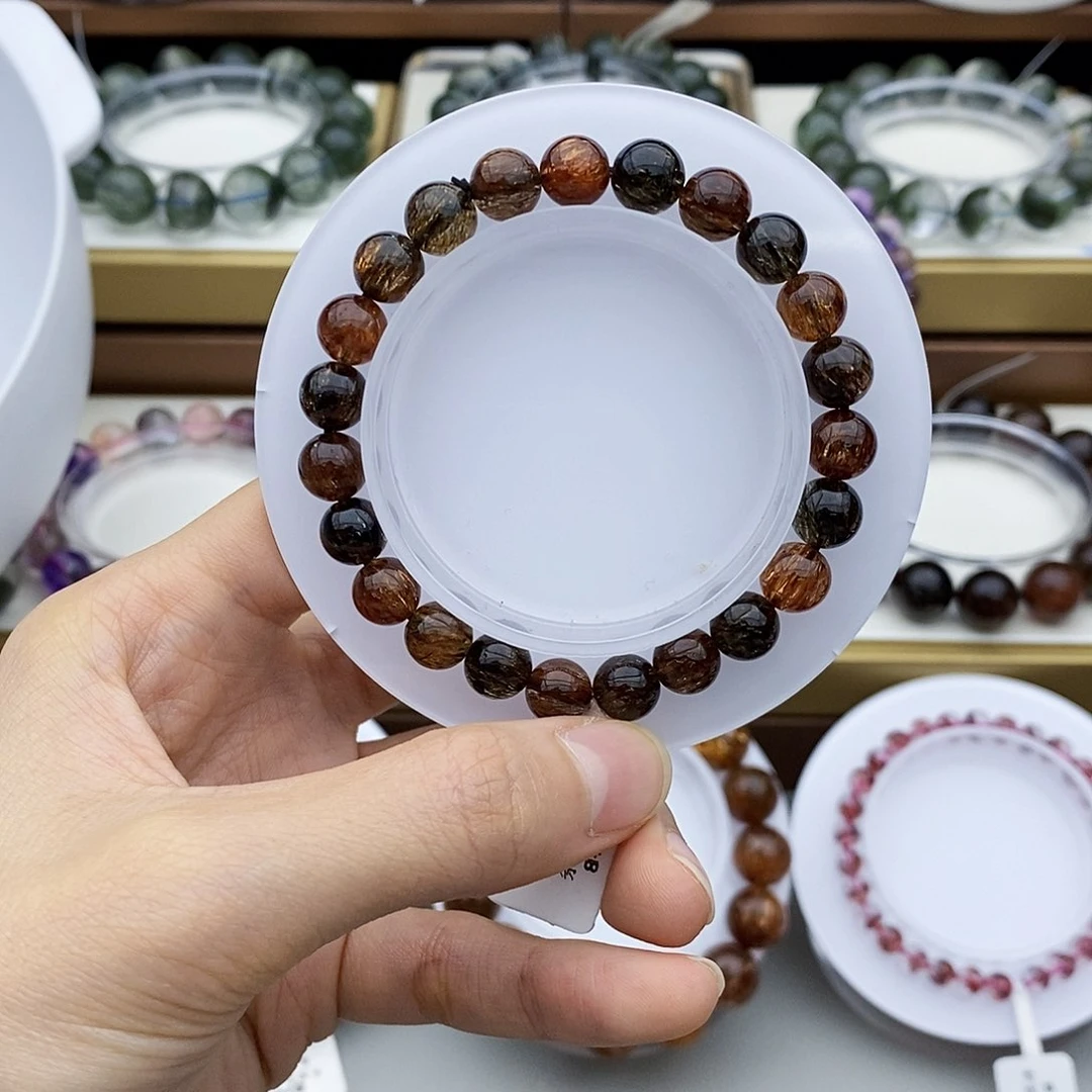 水晶手串未镶嵌黑金超