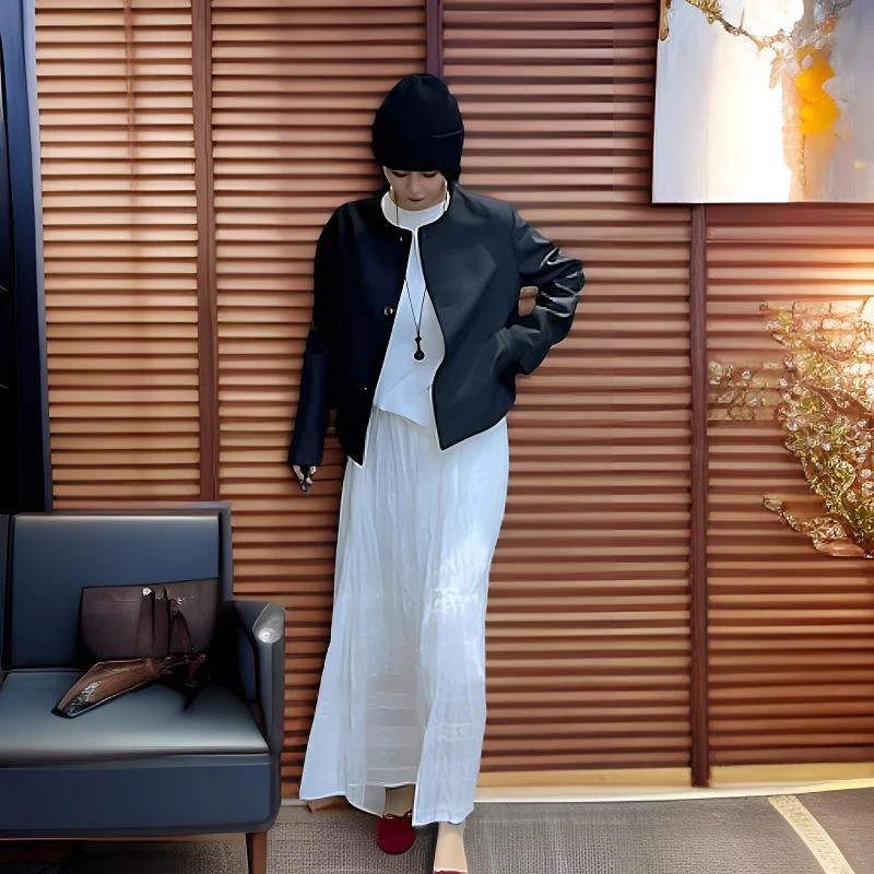 MISS MIN  LJ1547  中式圆领短款外套女秋冬气质廓形新中式风夹克