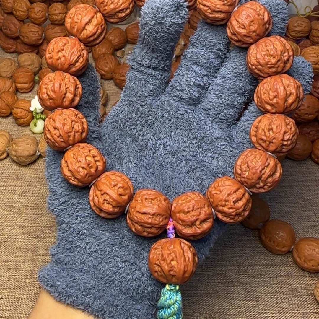 康***哥文玩核桃吊坠珊瑚纹八棱磨盘手持