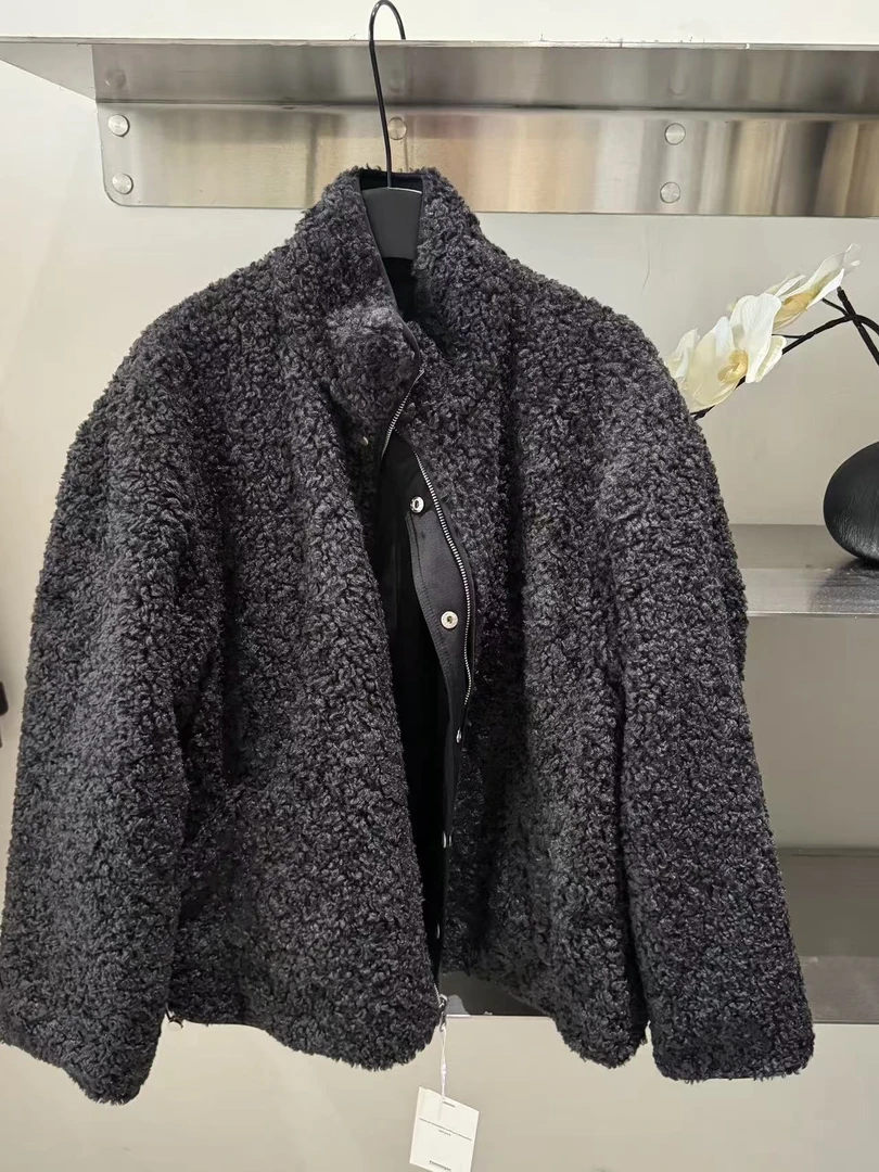 【两面穿】-韩国东大门极简风立领黑色直下摆时尚加厚百搭韩版外套