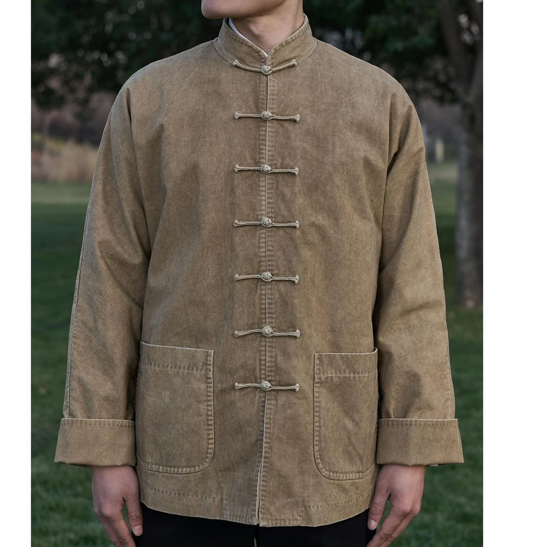 慈航布衣米黄色传统盘扣外套纯棉