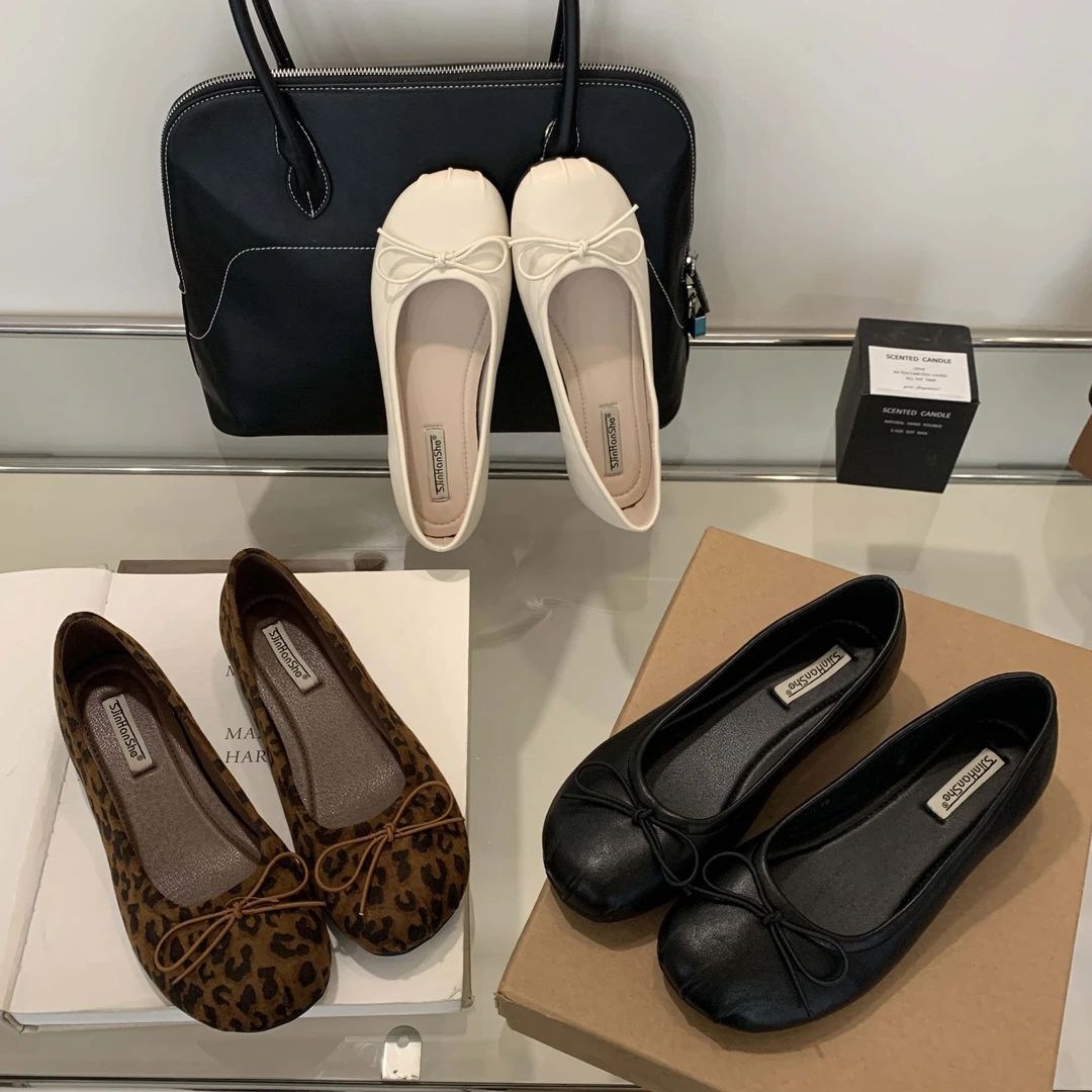 蝴蝶结内增高休闲风修面皮女鞋浅口圆头单鞋方跟夏季2025舒适