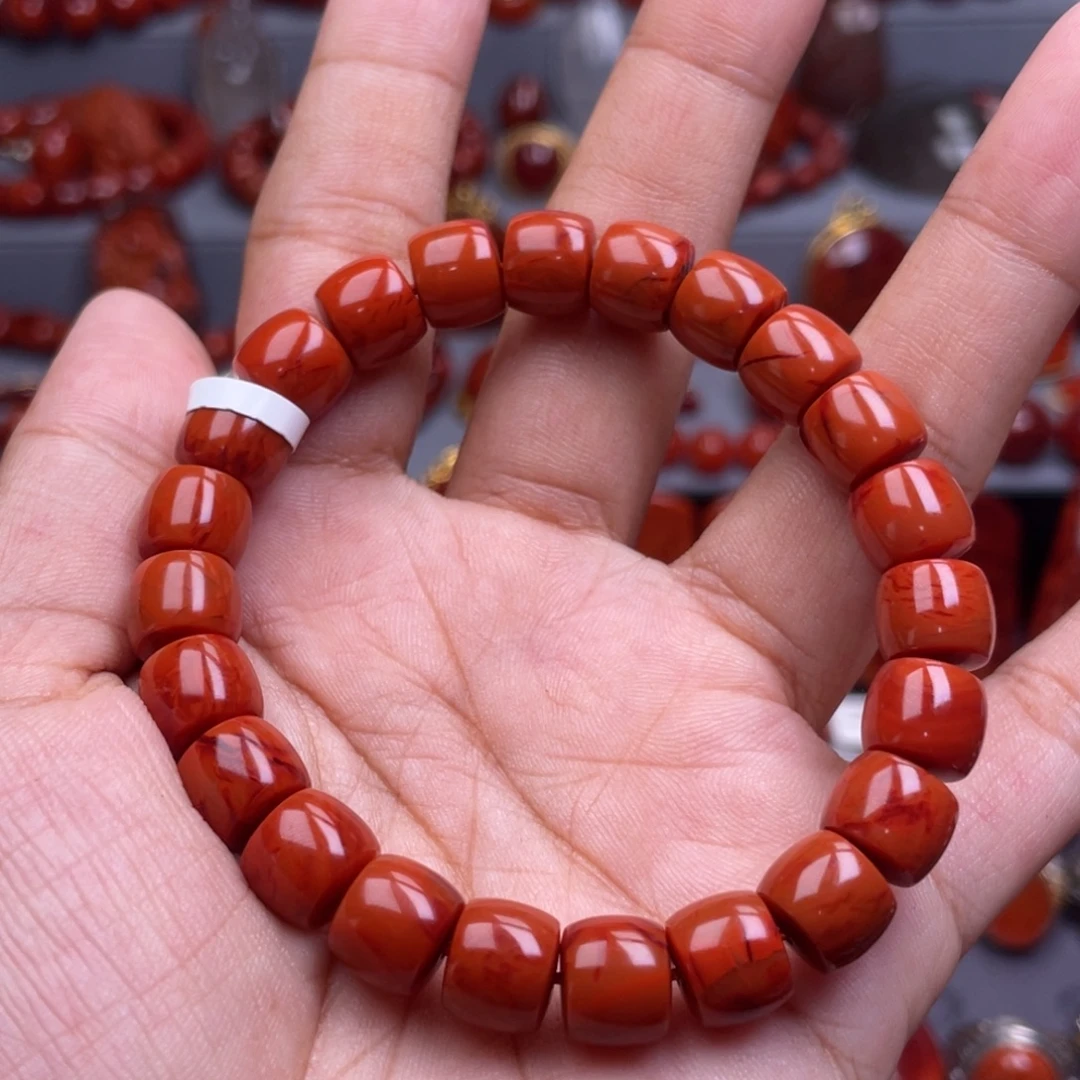 南红玛瑙未镶嵌珠宝奇石单圈9.5mm