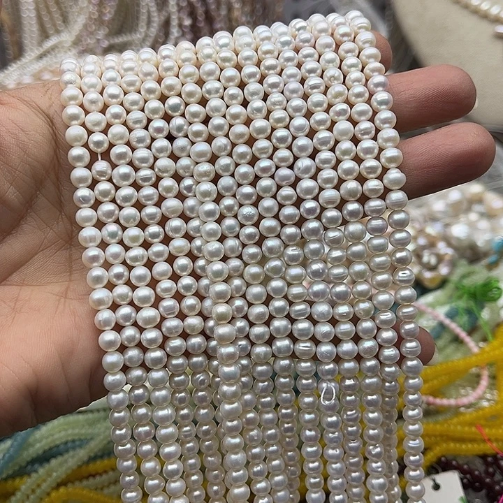 玛瑙/玉髓未镶嵌珠宝半成品一条5mm左右极光珍珠