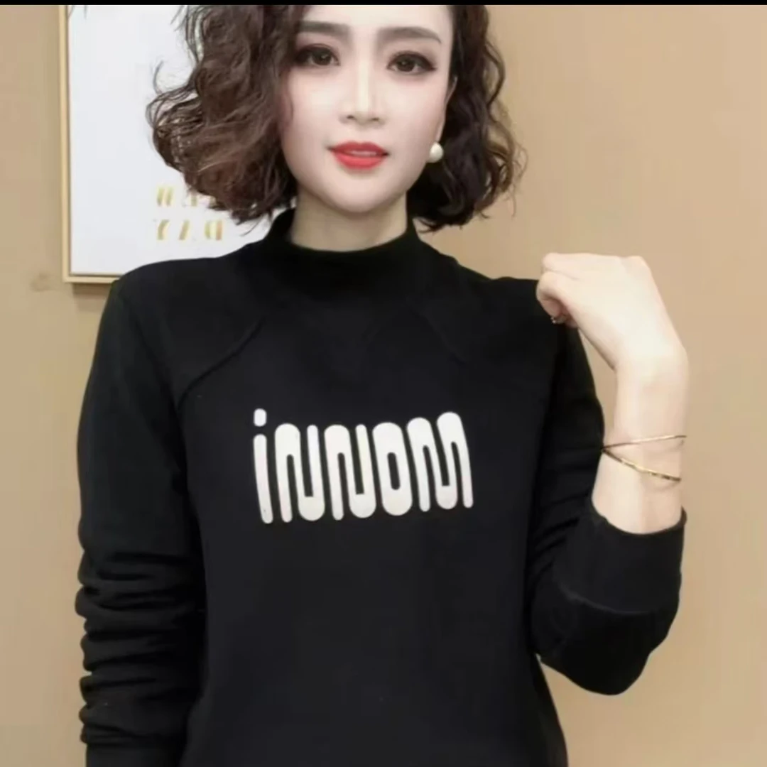 高档减龄半高领长袖t恤女秋冬季新款保暖德绒内搭打底衫上衣