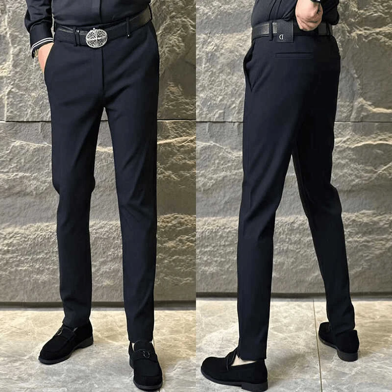 轻奢男装休闲修身小脚长裤男士2025新款秋季欧货商务帅气简约西裤