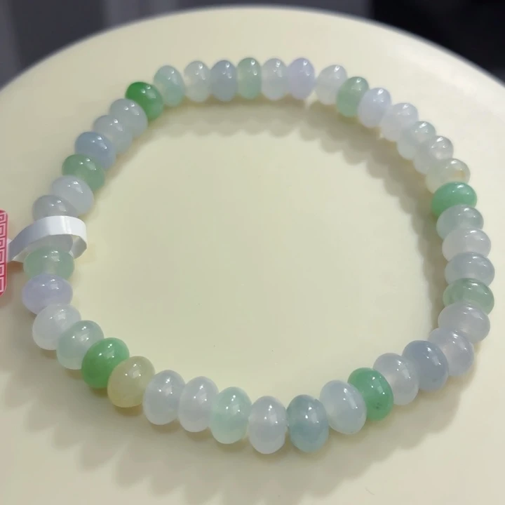 翡翠未镶嵌手链冰胶多宝鼓珠卡6.6