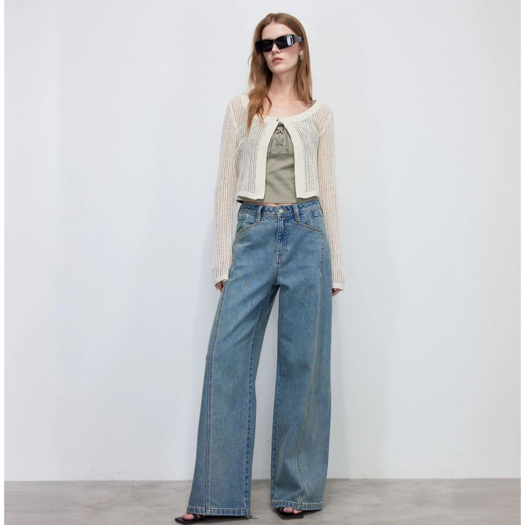 ONLY25秋季新款气质时尚气质高腰宽松直筒裤牛仔裤女|125232028