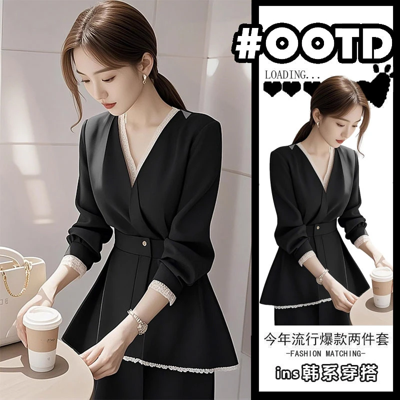 法式赫本风蕾丝边衬衫女2025春装超好看独特漂亮上衣半裙两件套装