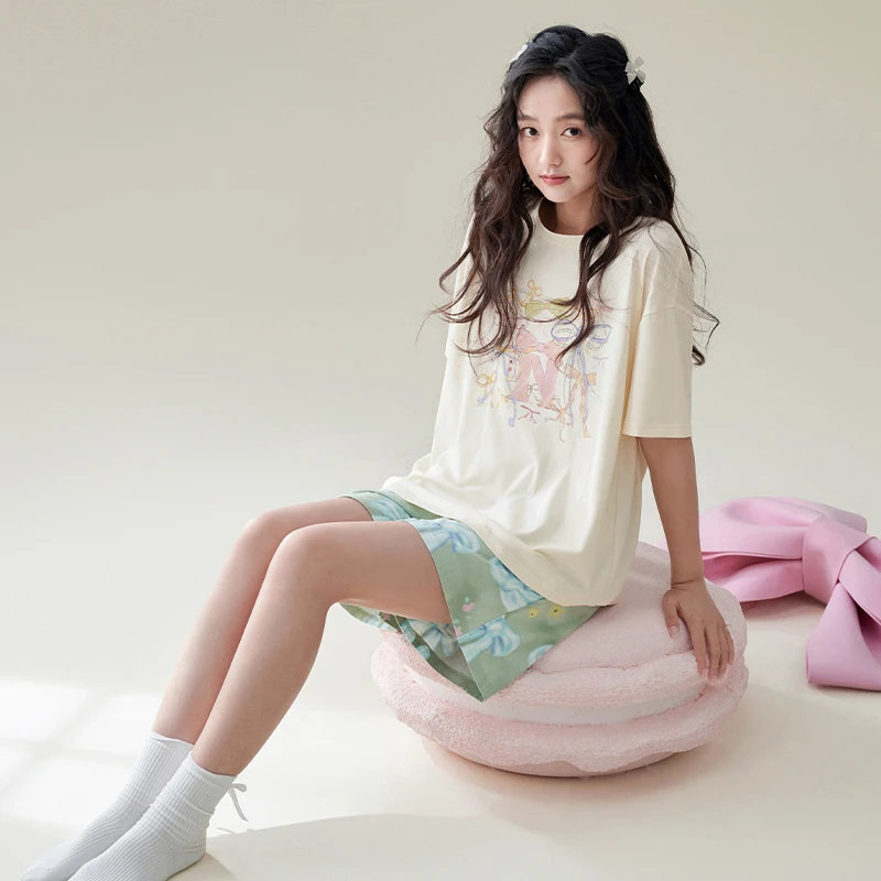 安之伴【巨凉感】睡衣女夏纯棉2025新款甜美短袖可外穿82521721941