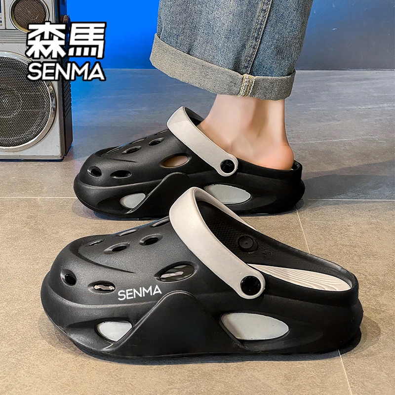 SENMA/森马沙滩洞洞鞋男冬季户外时尚厚底防滑耐磨运动涉水包头拖