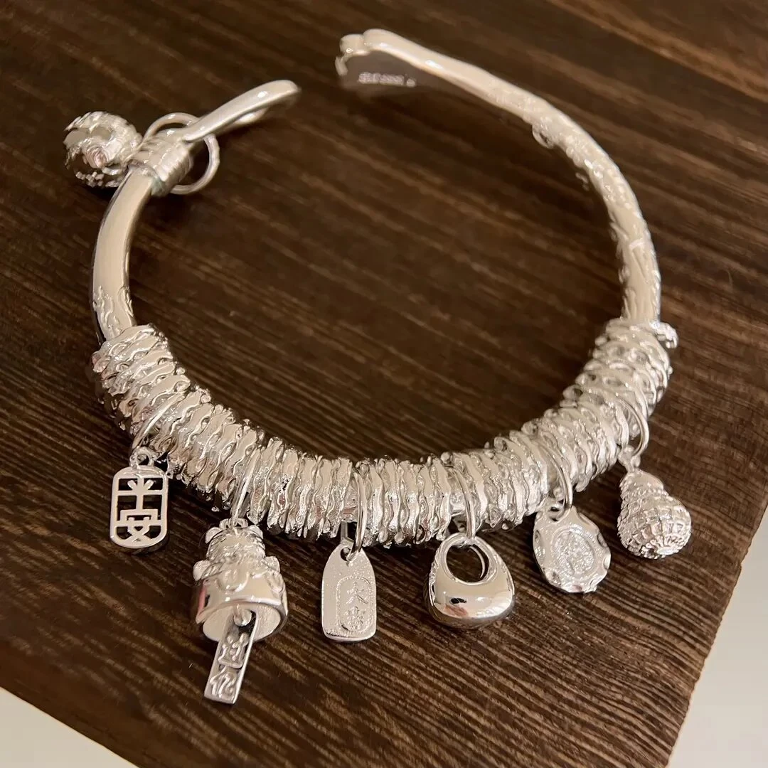 足银手镯 999.9 【804】盘缠小胖福招财猫吊坠百搭送女朋友