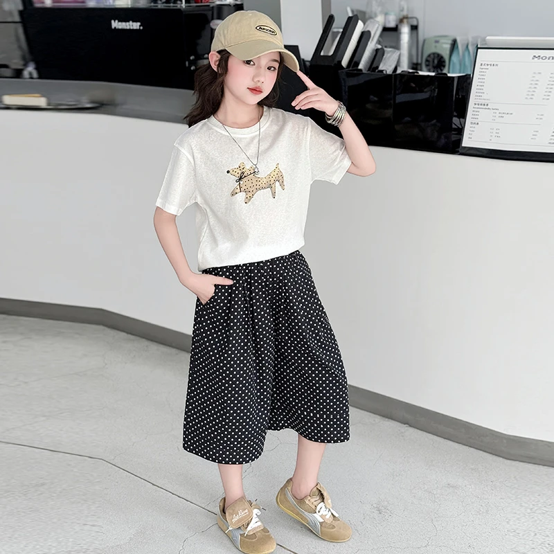 女童夏季套装2025新款洋气时尚T恤短袖短裤6-12岁中大童夏款衣服