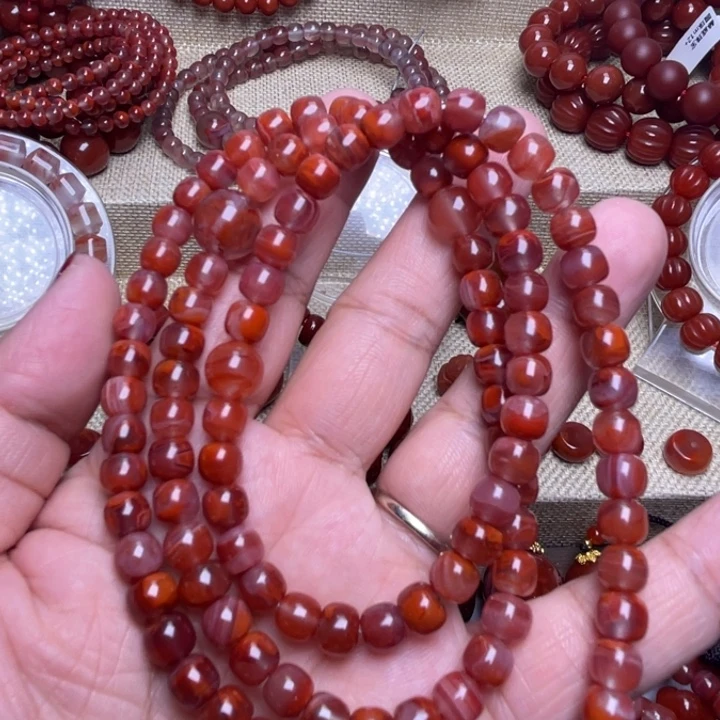 南红玛瑙未镶嵌手链火焰7 M