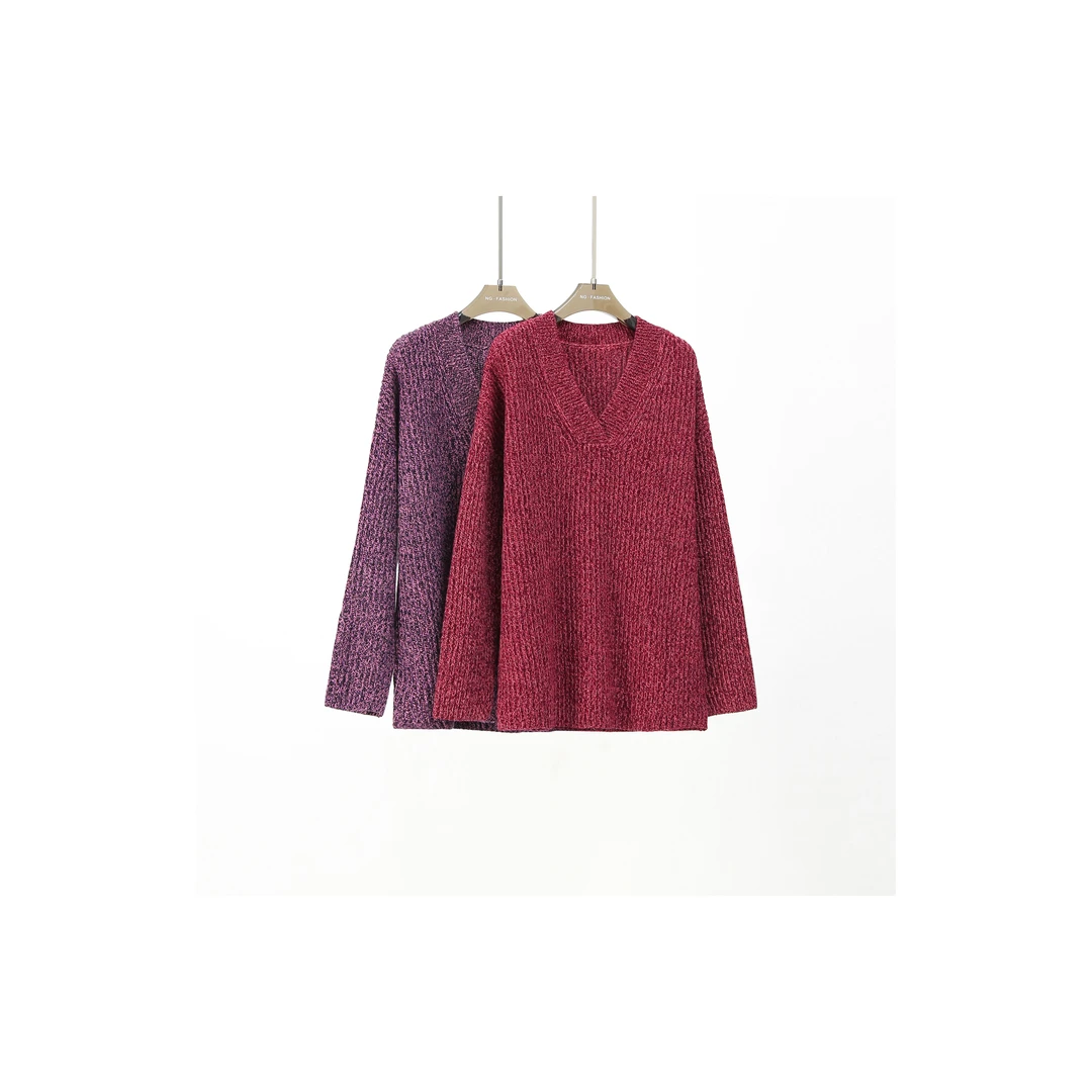 【V领王菲款】花纱针织衫休闲毛衫时尚秋冬毛衣女9239-1