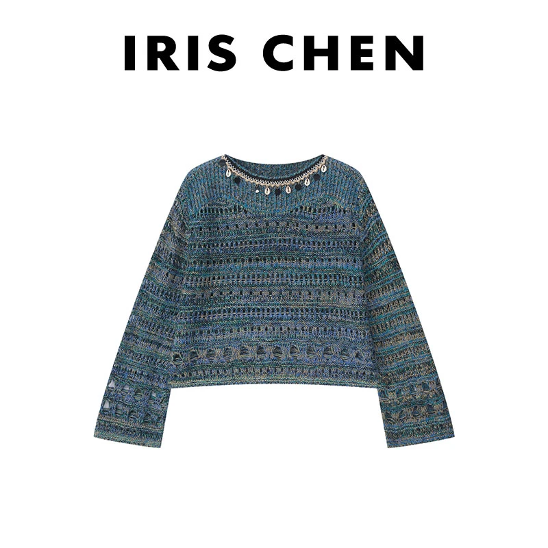 【现货】IRIS CHEN 孔雀 2025秋冬“澳洲绵羊毛”苗族少女镂空针织衫