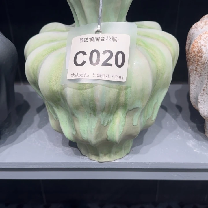 肥***鹅瓷片景德镇高温花器编码020高31口6默认无孔