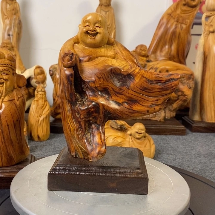 柏木（崖柏）本****埃太行崖柏弥勒佛摆件根雕