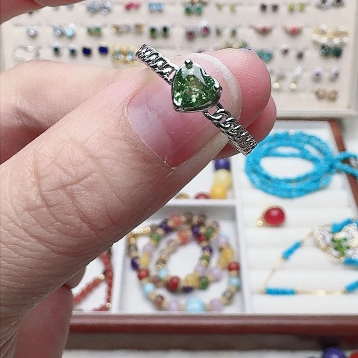 碧玺戒指银S925镶嵌戒指