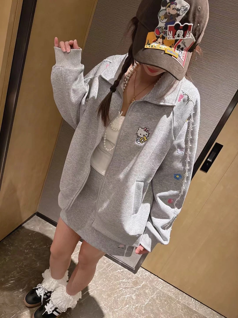 鑫鑫大码女装 早春新款百搭刺绣KT套装