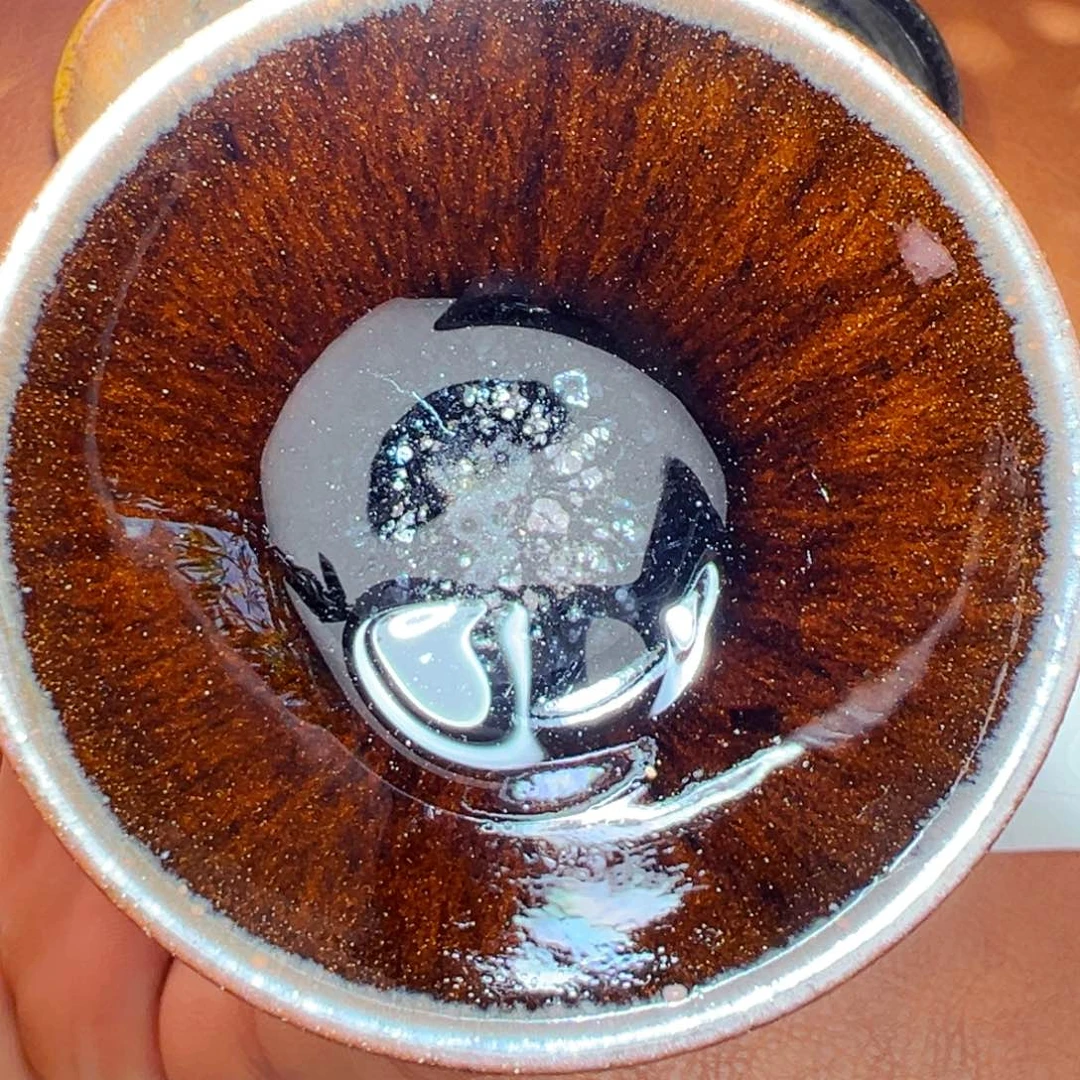 茶盏柴烧建窑建盏平口酱玉