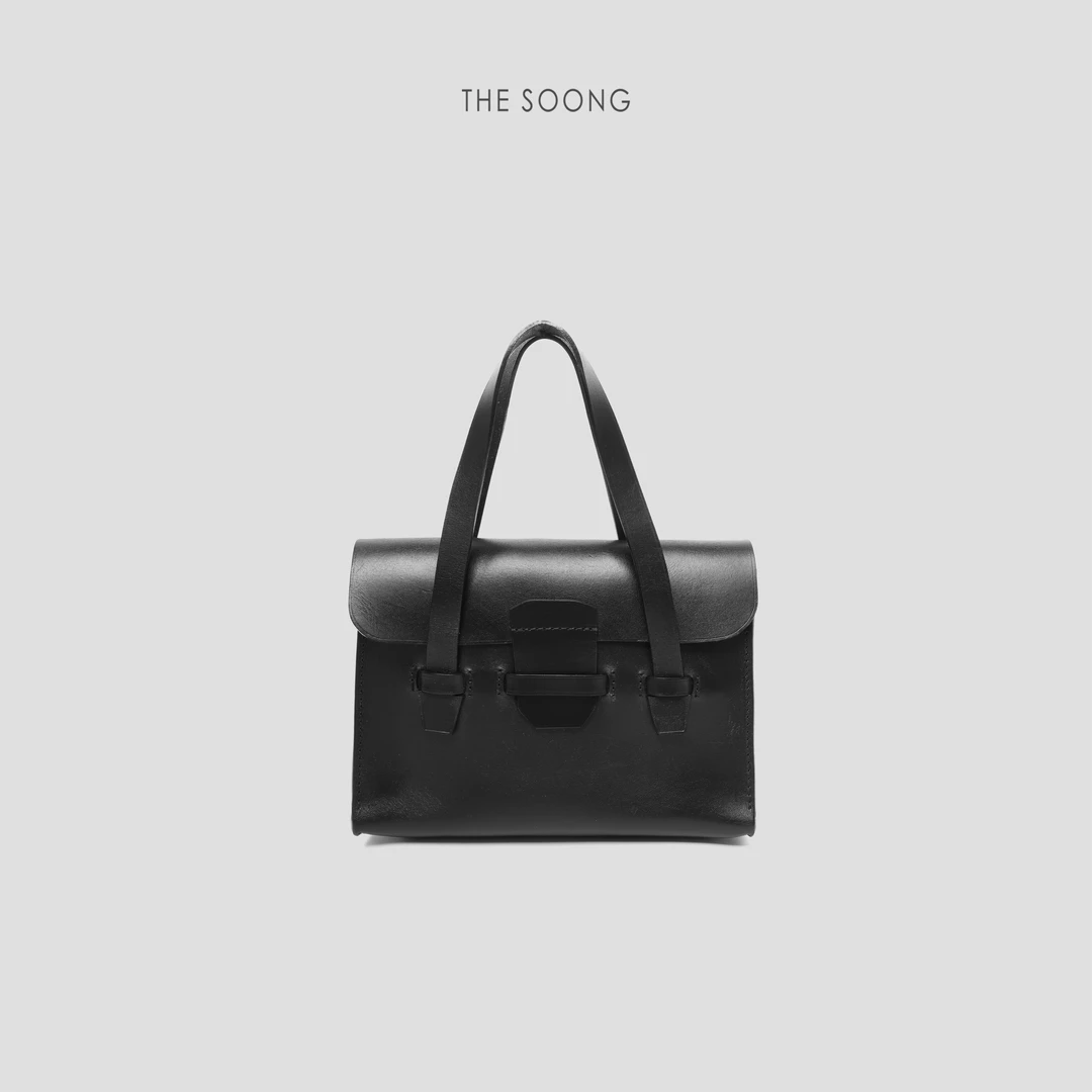 THESOONG|"公文包"天然树膏皮手工推线油边肌理感手提包HWBB7263
