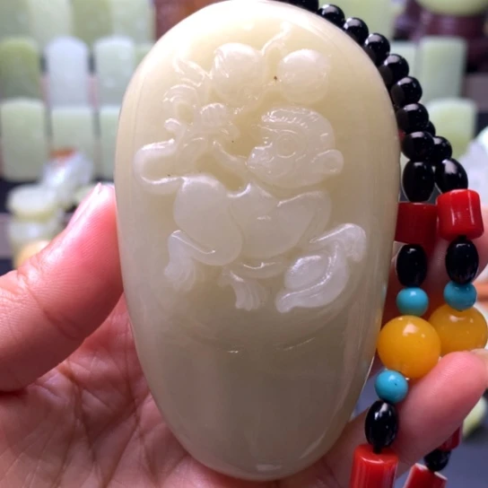 石材方解石手把件