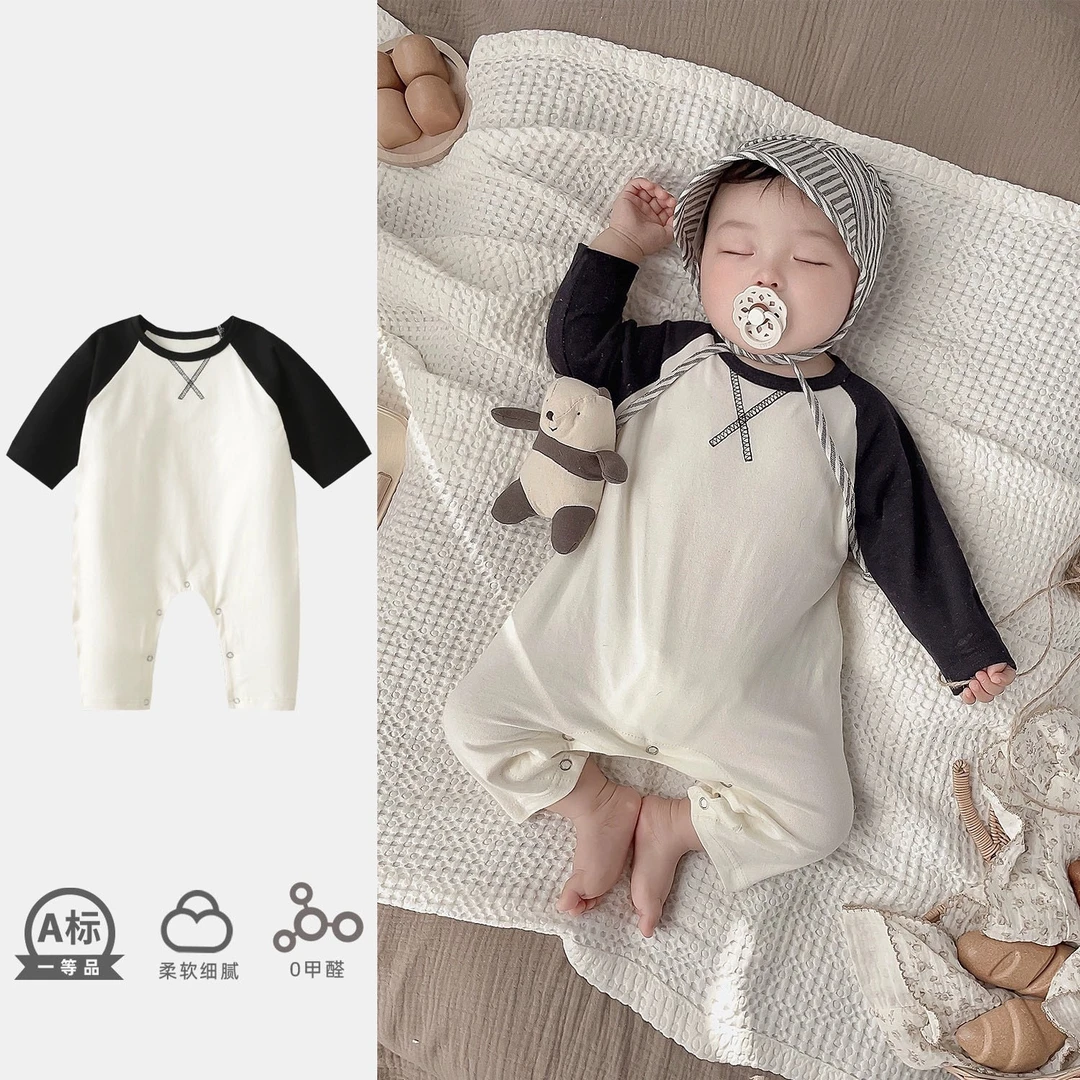婴儿衣服春秋装洋气长袖连体衣韩版哈衣男女宝宝外出长爬ins秋装