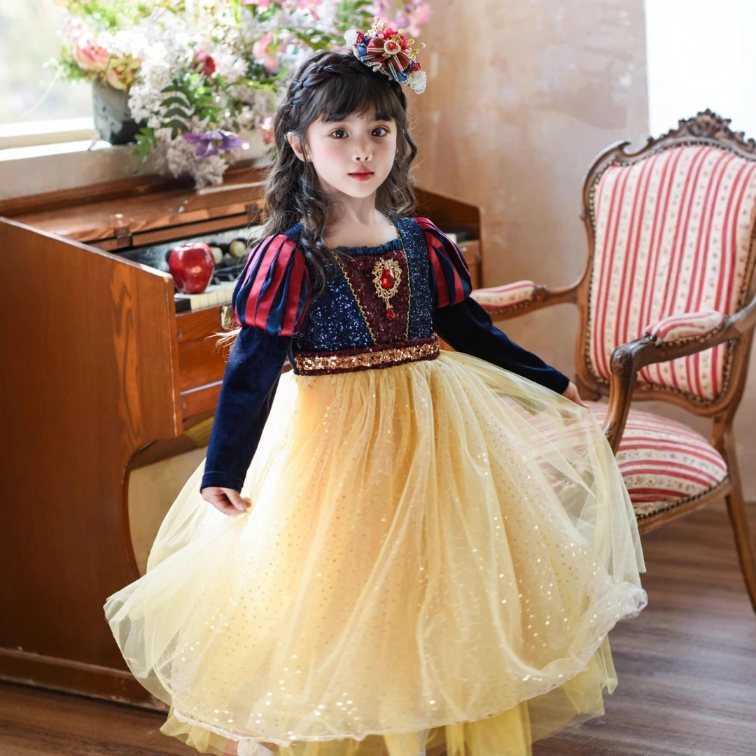 白雪公主裙女童洛丽塔秋冬连衣裙儿童洋气生日礼服女孩蓬蓬纱裙