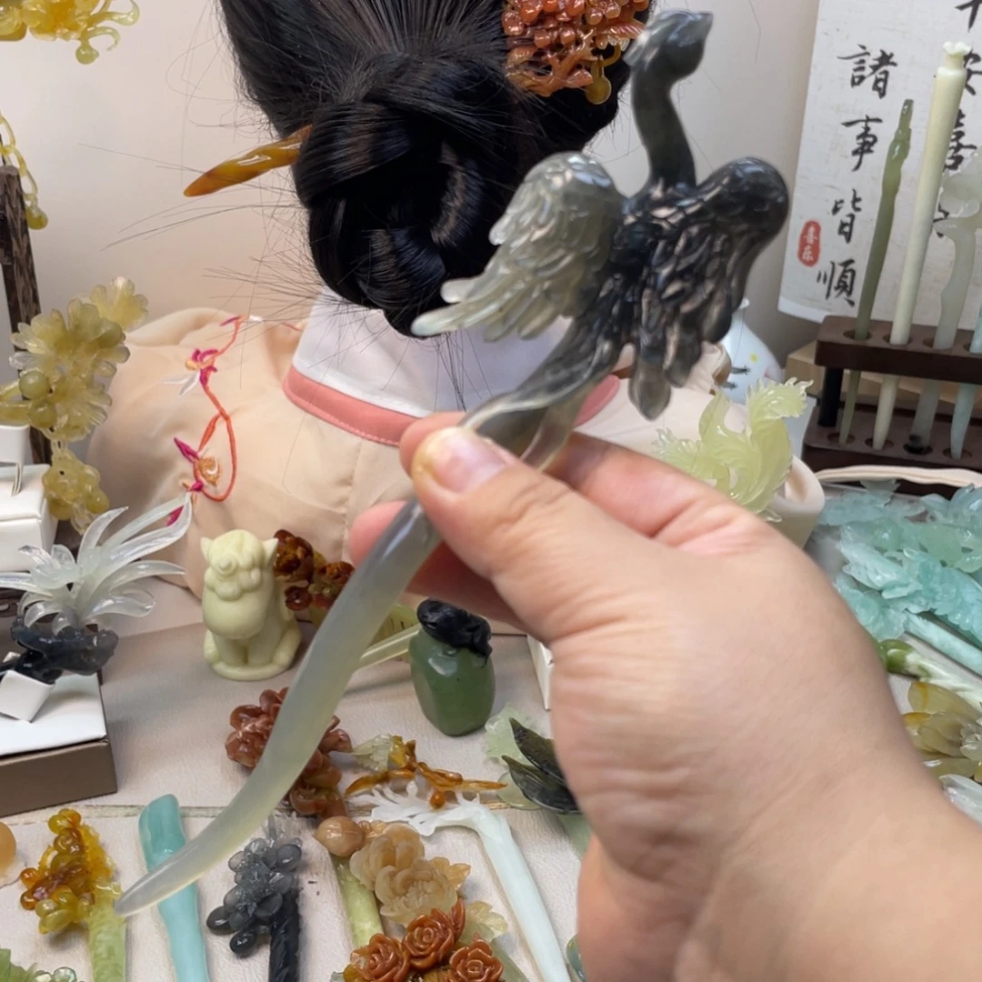 蛇纹石玉合金发饰