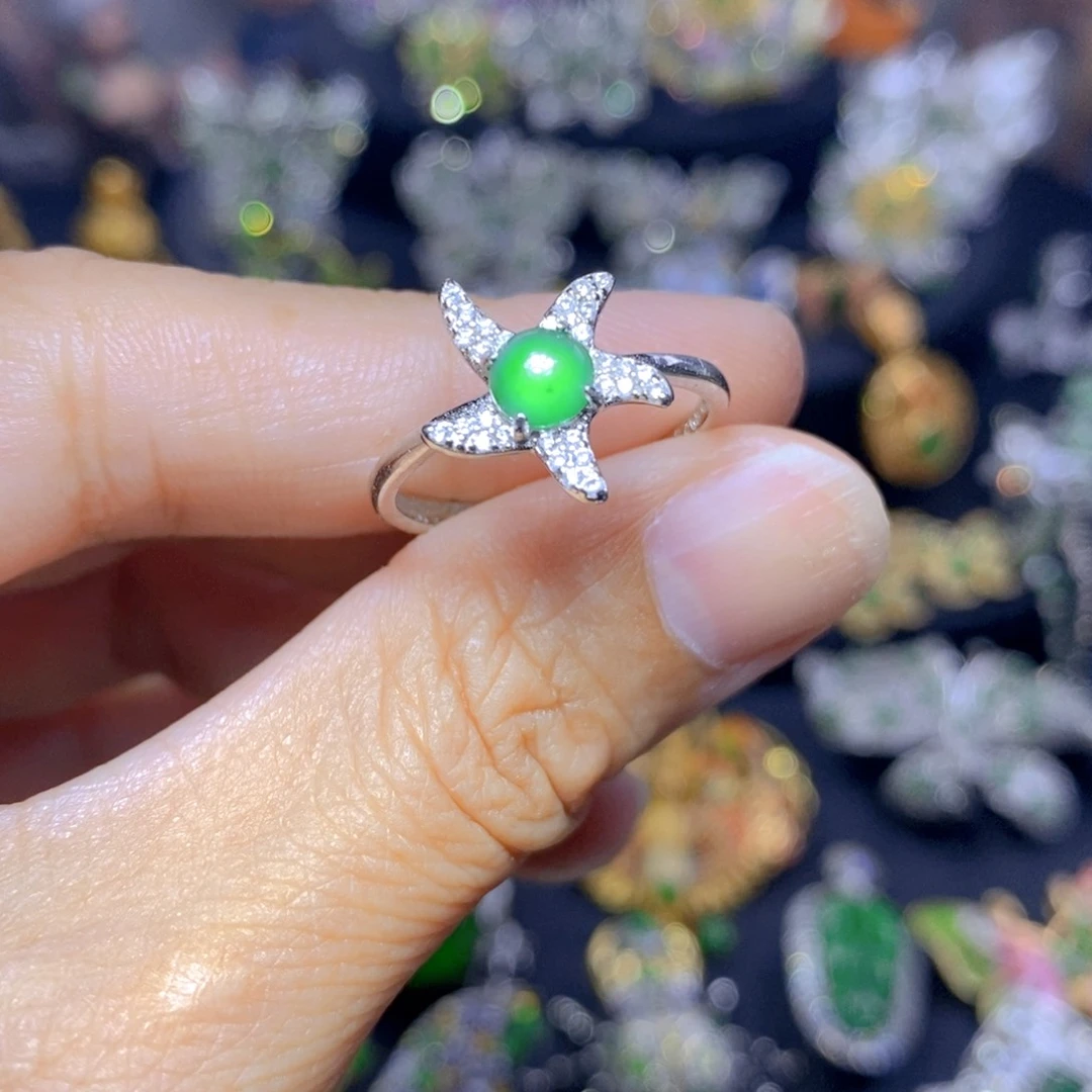 翡翠银S925镶嵌套链天然翡翠