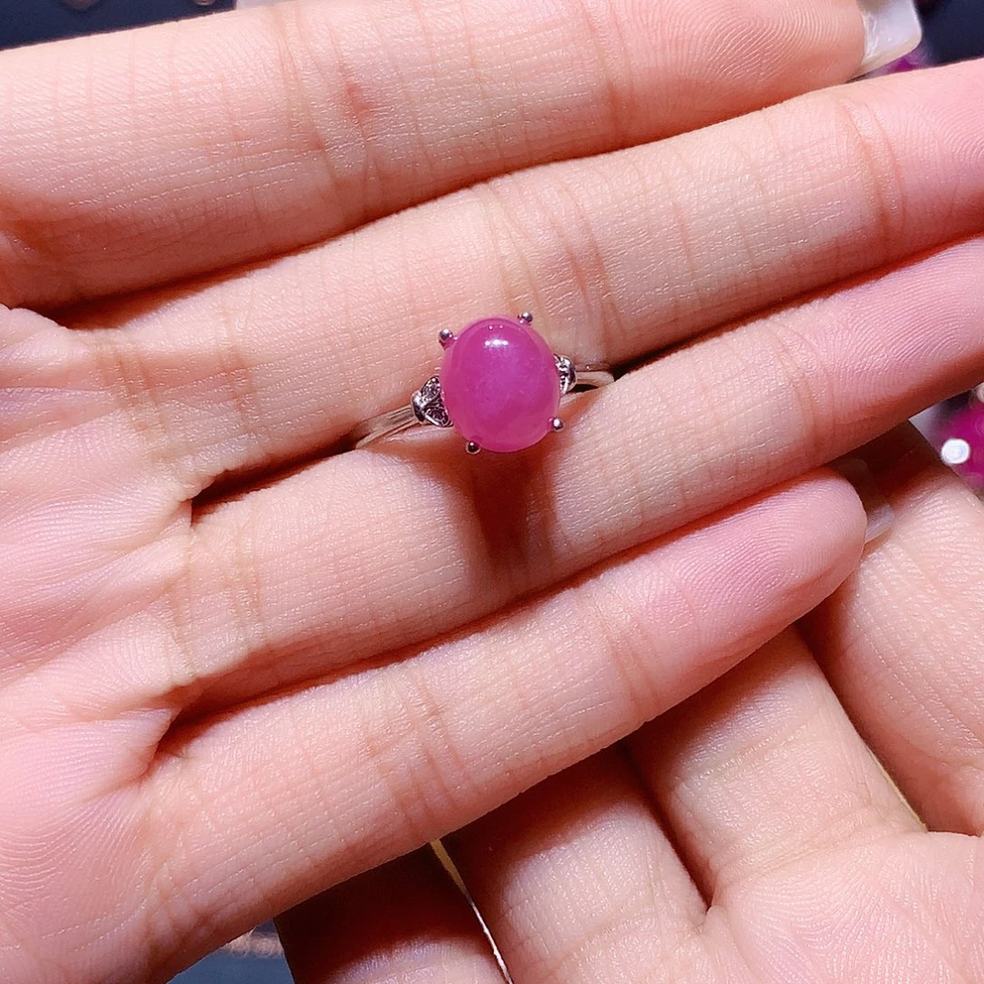 红宝石戒指银S925镶嵌