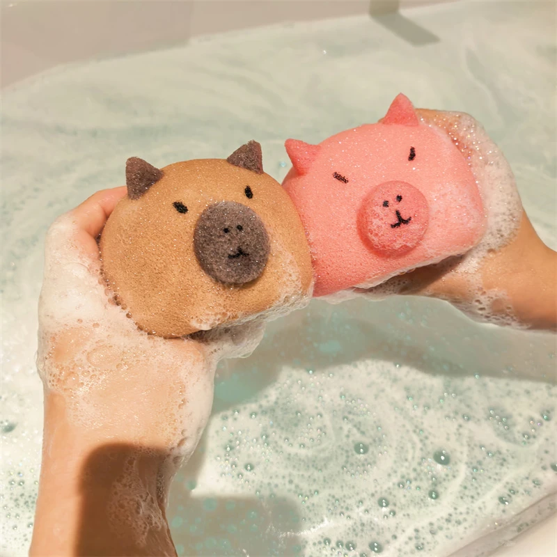 卡皮巴拉沐浴球起泡海绵日用洗澡洗脸搓澡海绵松弛感