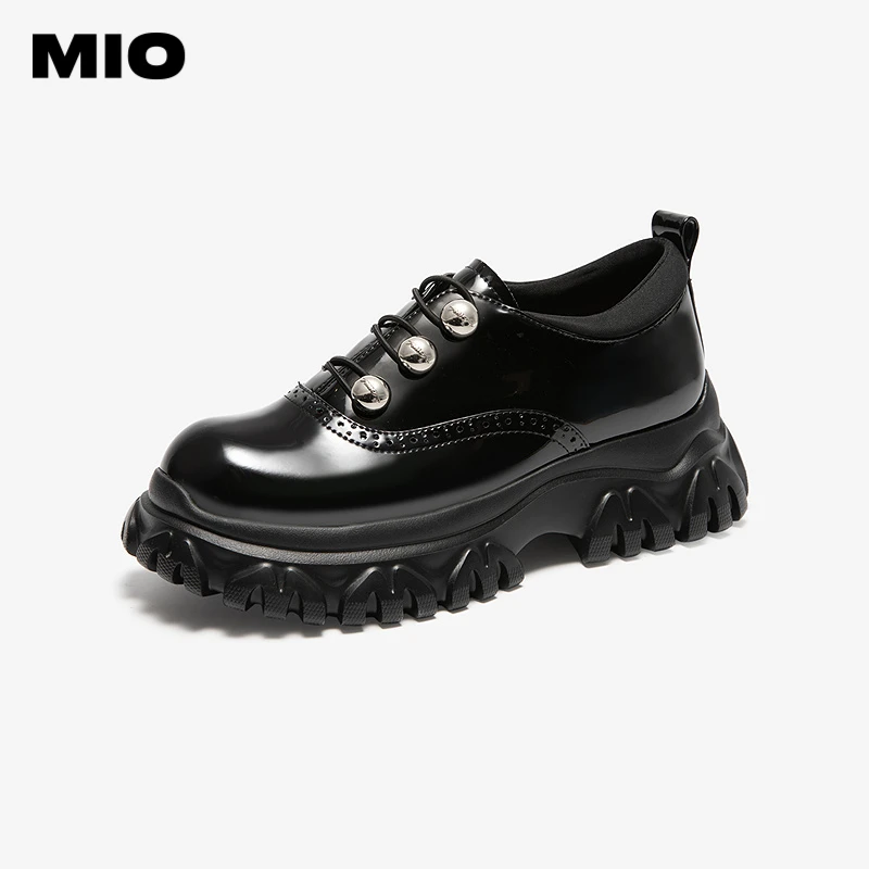 MIO米奥牛津鞋女深口单鞋中性运动厚底增高德比鞋M254514494