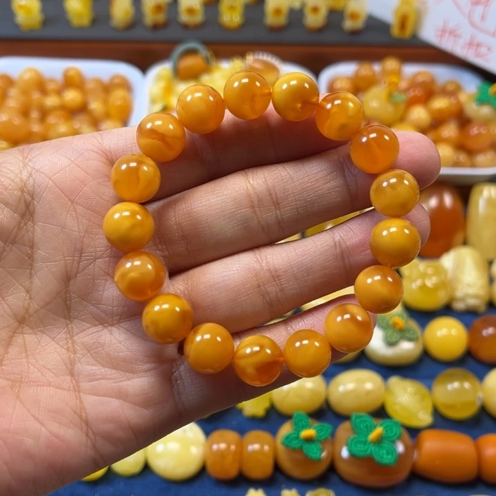 琥珀未镶嵌裸石卡11老蜡手串精工微瑕